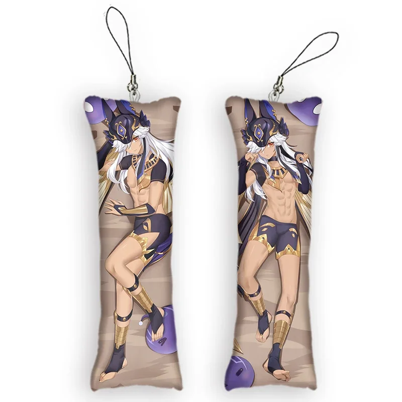 Anime Keychain Genshin Impact Cyno Mini Dakimakura Pendant 3D Printed Hanging Ornament Cartoon Cute Small Body Pillow Pendants