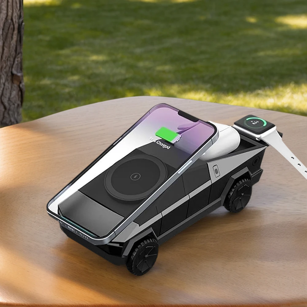 

3-in-1 Cybertrucks Desktop Wireless Charger Car Model Design for iPhone AirPods & IWatch