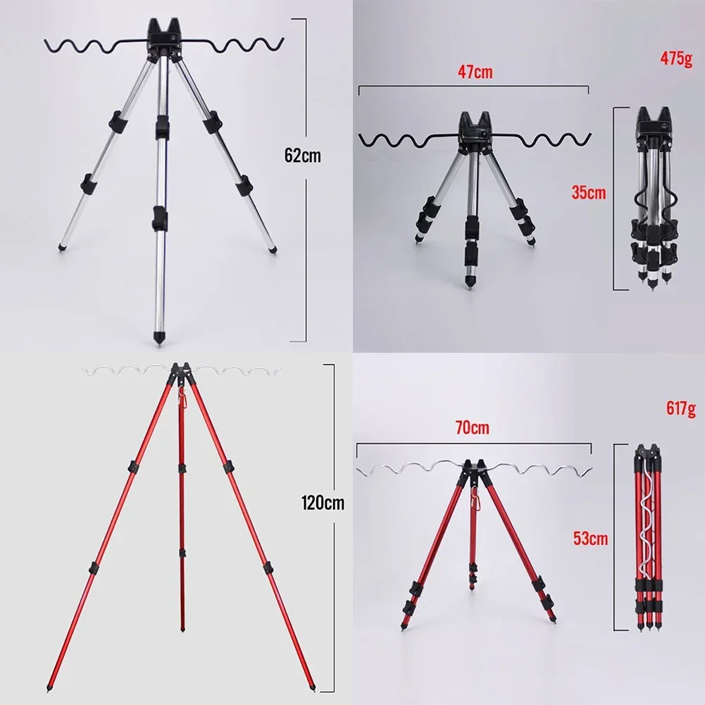 Wspornik Uchwyt na wędkę Sprzęt wędkarski Składany, wysuwany, srebrny/czerwony/błowy statyw do wędek ręcznych