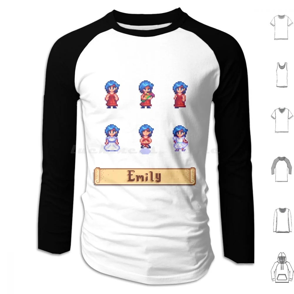 Stardew Valley Sprites-Emily Hoodie Cotton Long Sleeve Stardew Valley Stardew Valley Videogame Game Pc Switch Gaming