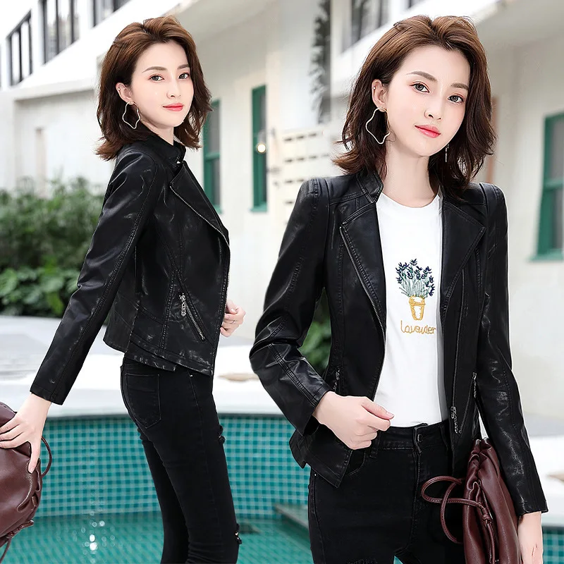 Spring and Autumn New Leather Coat Women's 2024 Korean Fashion and Elegance Wash Sheepskin Leather Coat Short Coat Leather