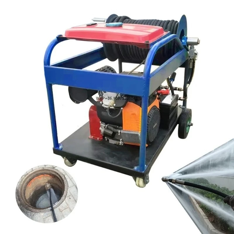 Máquina de Limpieza de Drenajes Residenciales 200 bar 50 L/min Nueva para Mantenimiento de Tuberías de Alcantarillado