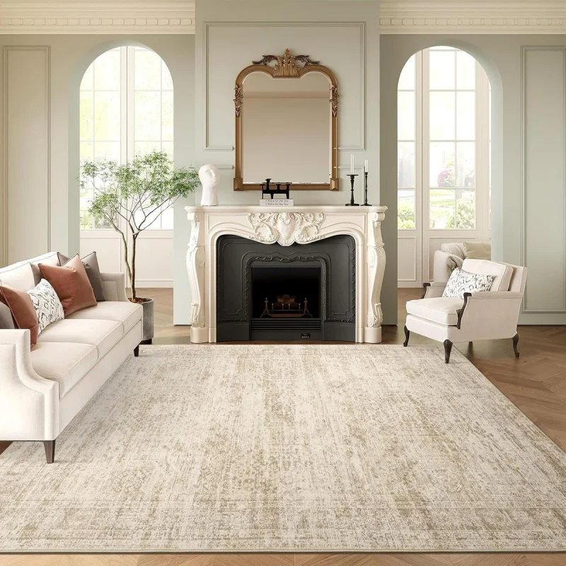 Tapis rétro simple et doux VIKAMA pour salon, chambre à coucher, salle à manger, antidérapant, confortable, décoration de la maison
