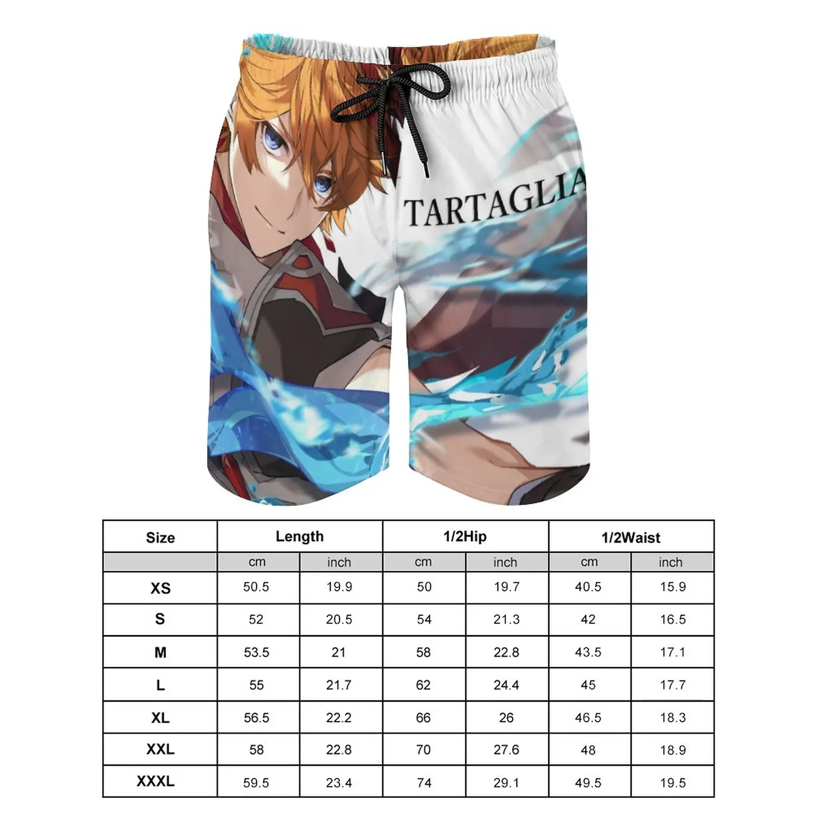 Genshin Impact Tartaglia Board Shorts Water Control Classic Beach Short Pants Men Print Oversize Swim Trunks Birthday Present