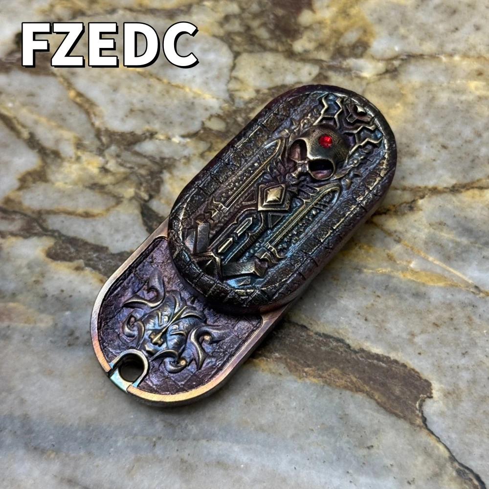 FZEDC F2.5 Skull Rock Fidget Spinner Stress Relief Toy Rotates Left And Right 360° Push Slider Adult Metal Anxiety Relief Gadget