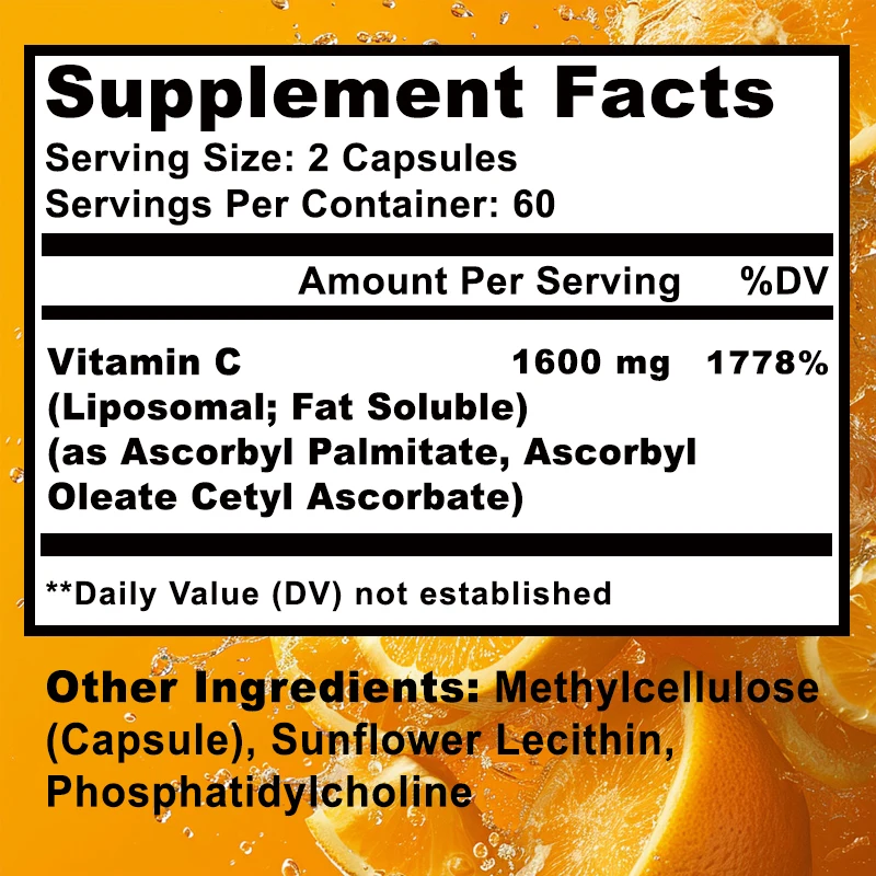 Liposomal Vitamin C - Highly Absorbable Fat Soluble VIT C, Antioxidant Supplement, Immune System Booster