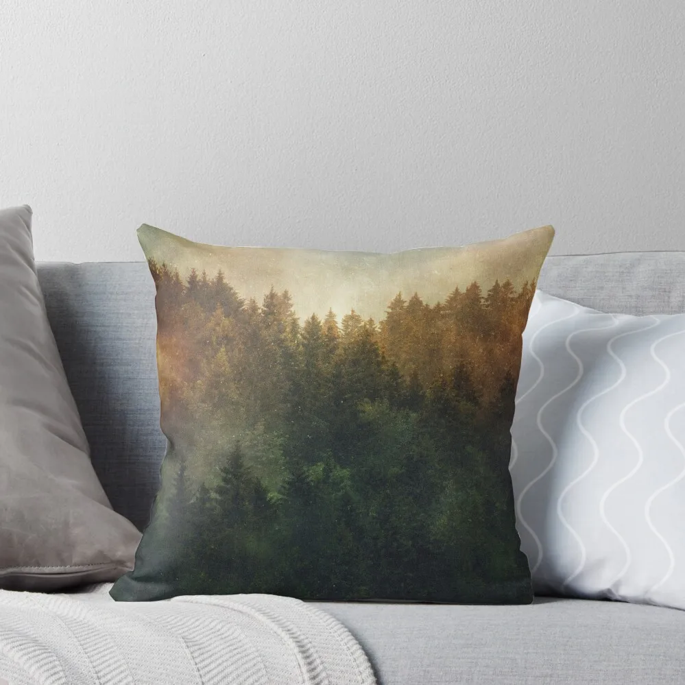 Asleep // Out Of Nowhere Wilderness Cascadia Trees Fairytale Forest Covered In Magic Fog Throw Pillow Pillow Decor pillow