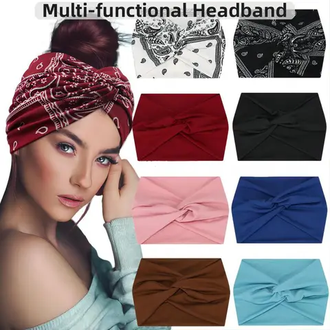 Fitness Headband Pilates Running Cycling Wide Elastic Headband Hairband Pilates Yoga fitness Running Cycling Sweatband Turban Makeup Hair Hoop Makeup Headwrap for Women