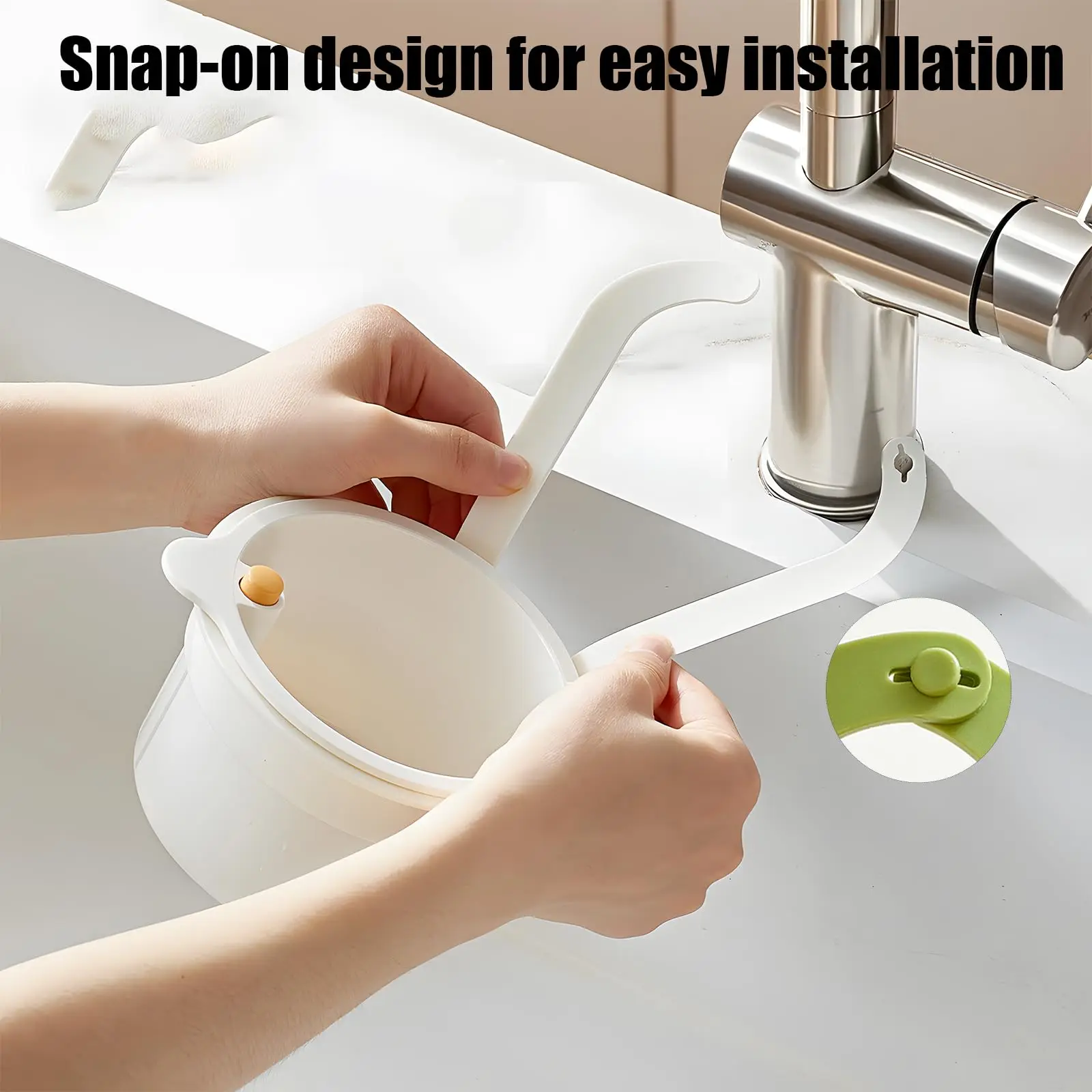 Self Cleaning Kitchen Sink Strainer Basket Press Automatic Dumping Waste Catcher Faucet Hanging Draining Basket Trash Filter