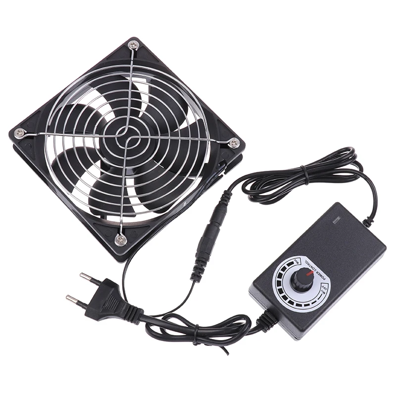 New High Performance 12CM 2700RPM Fan Cooling With Controller + 2 Metal Mesh Covers 12V BTC Machine Chassis Workstation Cabinet