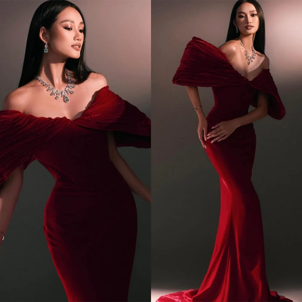 

Изысканные платья русалки по индивидуальному заказу, 2021, женское темпераментное бордовое вечернее платье, высокое качество, платье для выпускного вечера с открытыми плечами