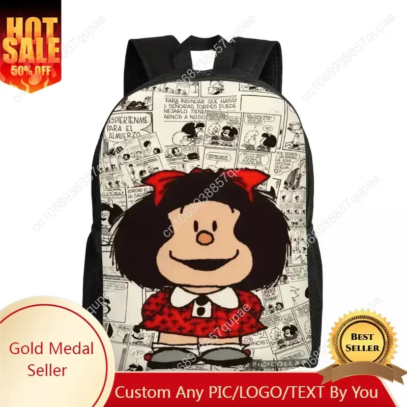 Anime Mafalda Laptop Backpack Men Women Basic Bookbag for School College Students Cartoon Kawaii Bag