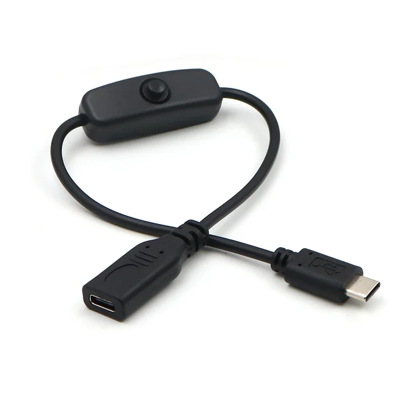 جديد 3A 22AWG النحاس 30 فولت المصغّر USB نوع-c الطاقة ذكر إلى أنثى تمديد كابل مع 501 مفتاح التبديل تحكم للكمبيوتر المحمول