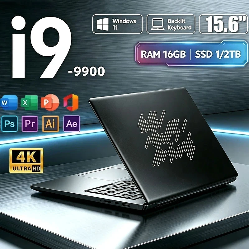 New 15.6" Laptop Intel Core i9-9900 32GB RAM 2TB SSD Ultra Slim Gaming Laptop 1920*1080 Windows 11 Office Study Home Use