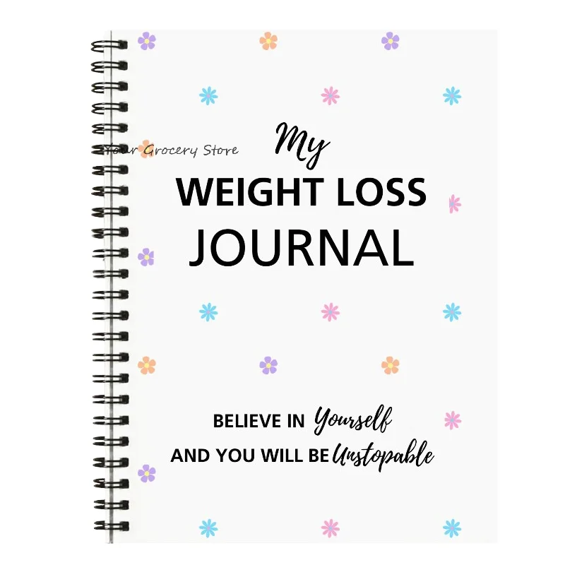 Diario de pérdida de peso encuadernado en espiral y planificador de ejercicios Rastreador de comidas diarias y semanal Plan de dieta paso a paso Rastreador de objetivos motivacionales