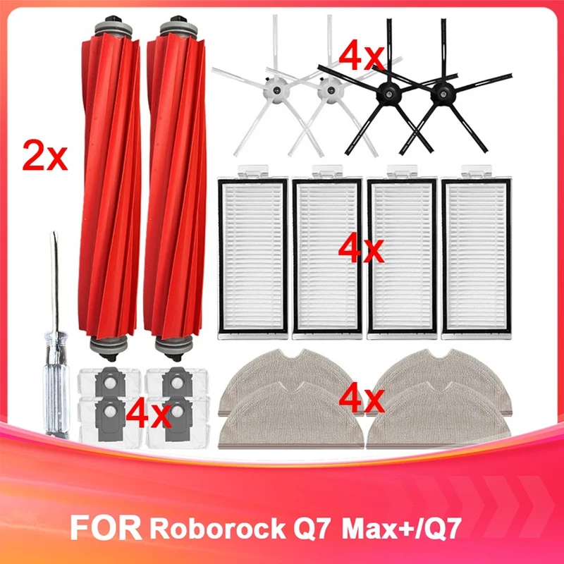 For Roborock Sweeper Q7 Max+/Q7 Side Brush Filter Main Brush Mop Dust Bag