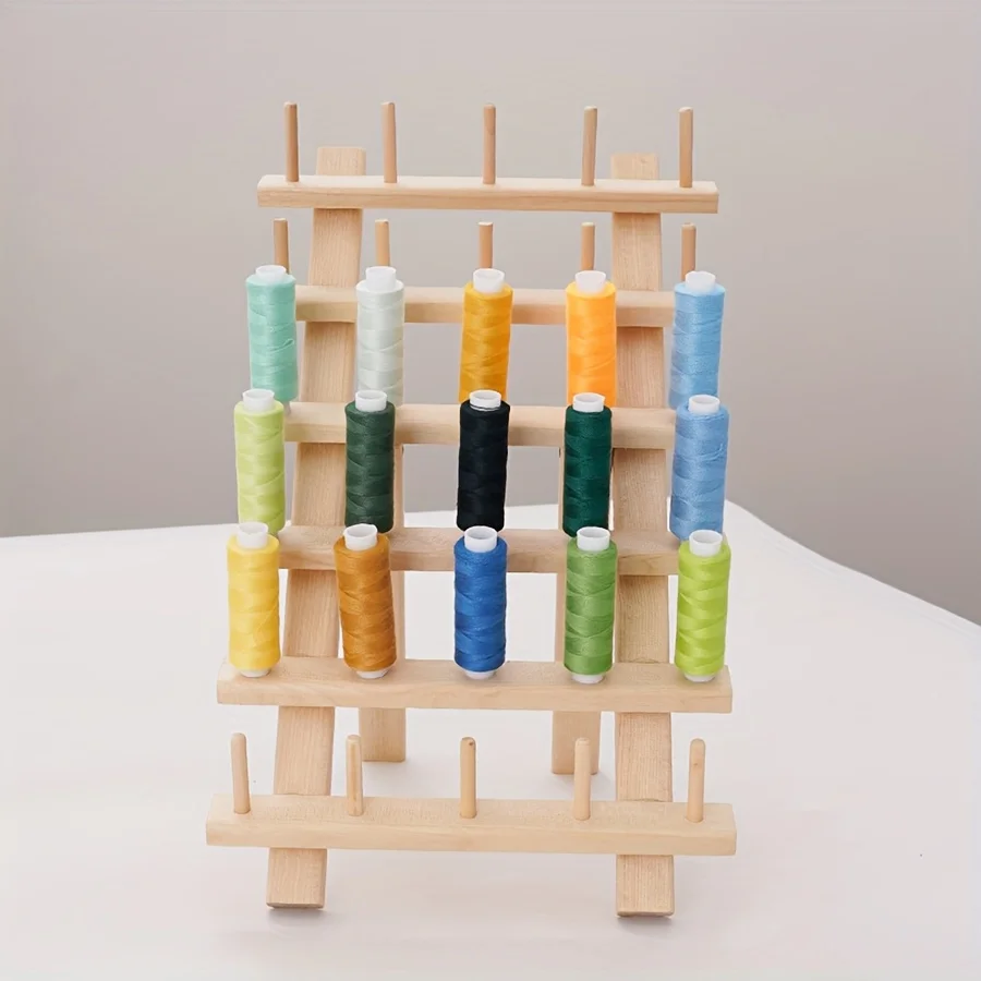 16/30 Spool of Sewing Thread - Spool Holder Standing Sewing Storage OrganizerThread Holder Wood Spool Storage for Embroidery