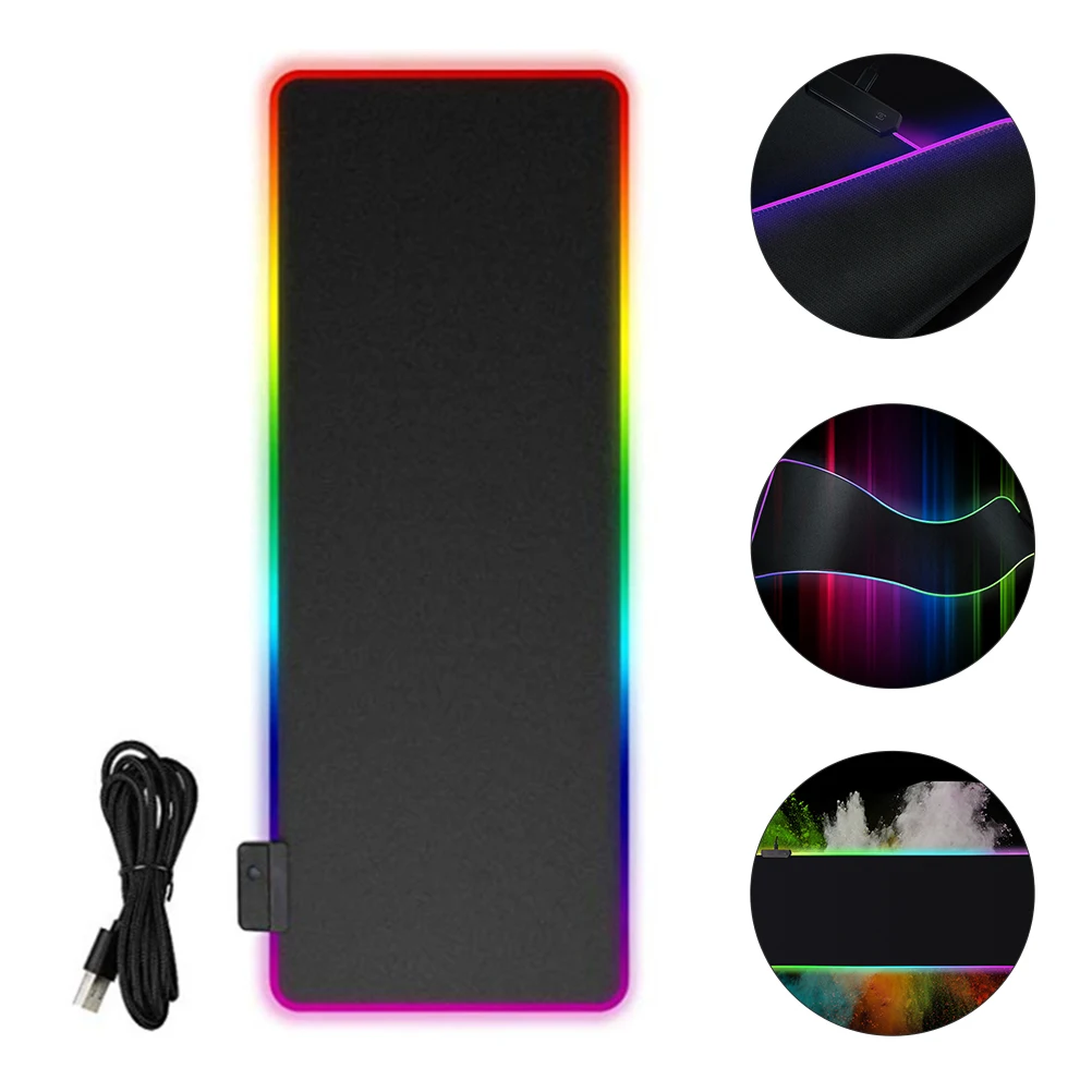 

Rgb LED Mouse Mat Waterproof Dirt-Resistant Luminous Glowing Gaming Mouse Pad Anti-Slip Desk Accessory Computer Keyboard Mat