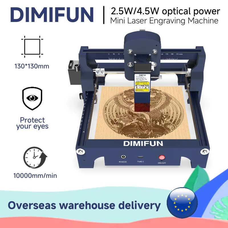 

DIMIFUN 2.5/4.5W Mini Portable Laser Engraving Machine Woodworking DIY Cutting Engraving Machine for Acrylic Glass Leather