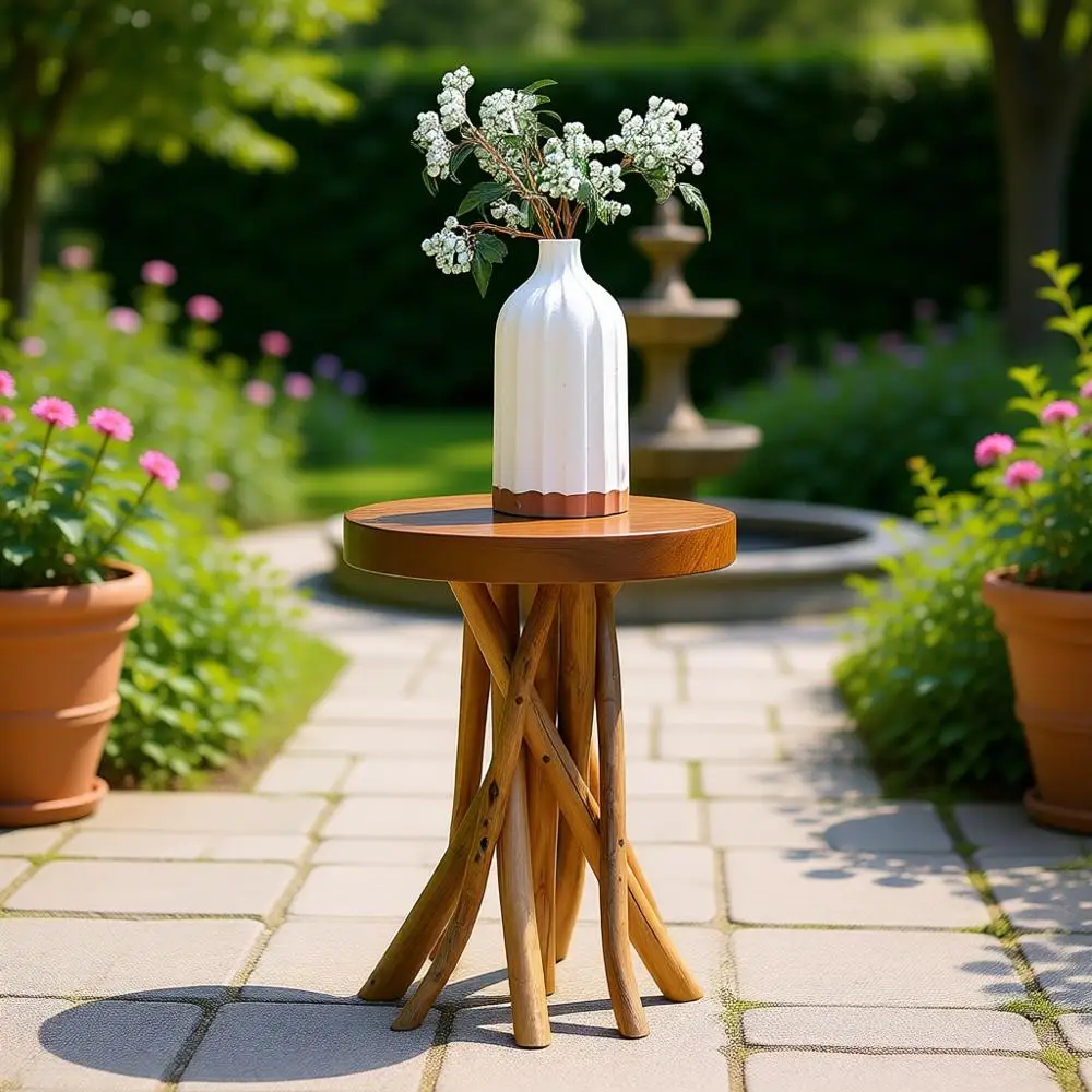 

Приставной столик из тикового дерева в деревенском стиле, 16 x 16 x 20 дюймов, маленькая подставка, идеально подходит для гостиной, спальни или домашнего офиса