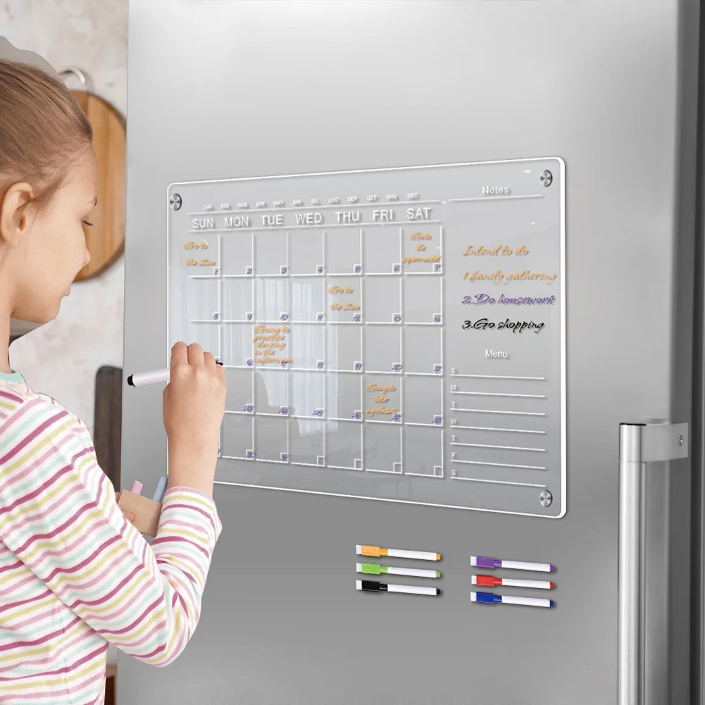 

Magnetic Acrylic Calendar With 6 Markers Planning Boards Monthly Weekly Planner For Fridge Refrigerator