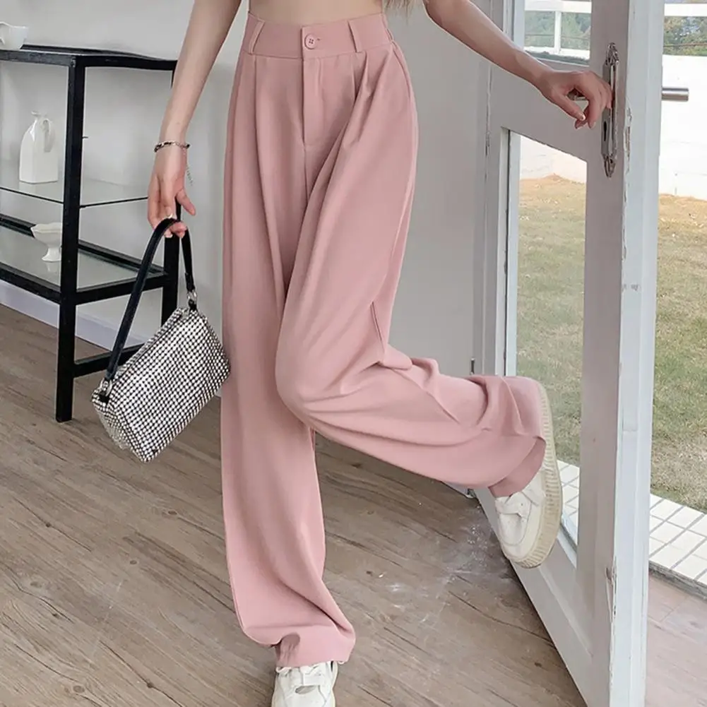 

Fashion High Waist Wide Leg Trouser Female Lady Suit Pants Elegant Baggy Female Elegant Minimalism Straight Loose Trousers 2023