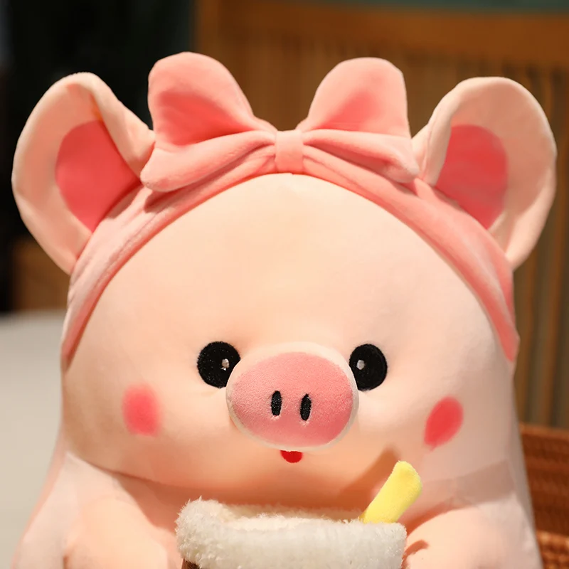 Juguete de peluche de cerdo Boba Rosa Kawaii, cerdito suave, muñeco de Animal de peluche, almohada para abrazar, regalos de San Valentín y Navidad para niña