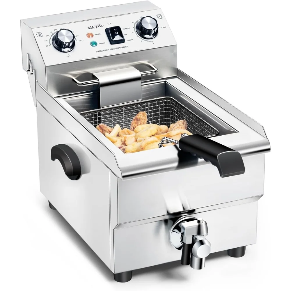 

Electric Deep Fryer with Basket, Temperature and Time Adjustable, 110V, 2000W（2.65Gal）Commercial Electric Deep Fryer