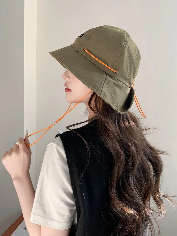 Women's Large Brim Sun Hat Casual Outdoor Travel Fiing Cap Face ade Ne Protection Summer Hat Polyester Fiber round Top