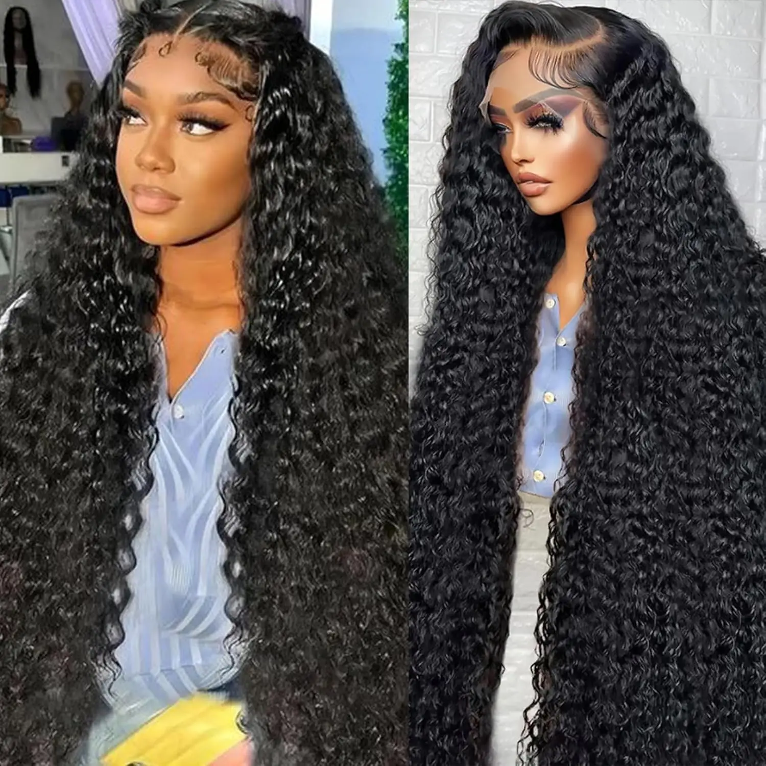 

300 Density 13X6 HD Lace Frontal Curly Wigs Human Hair 30 40 Inch Cruly Deep Wave 13X4 Transparent Lace Front Wet And Wavy Wig