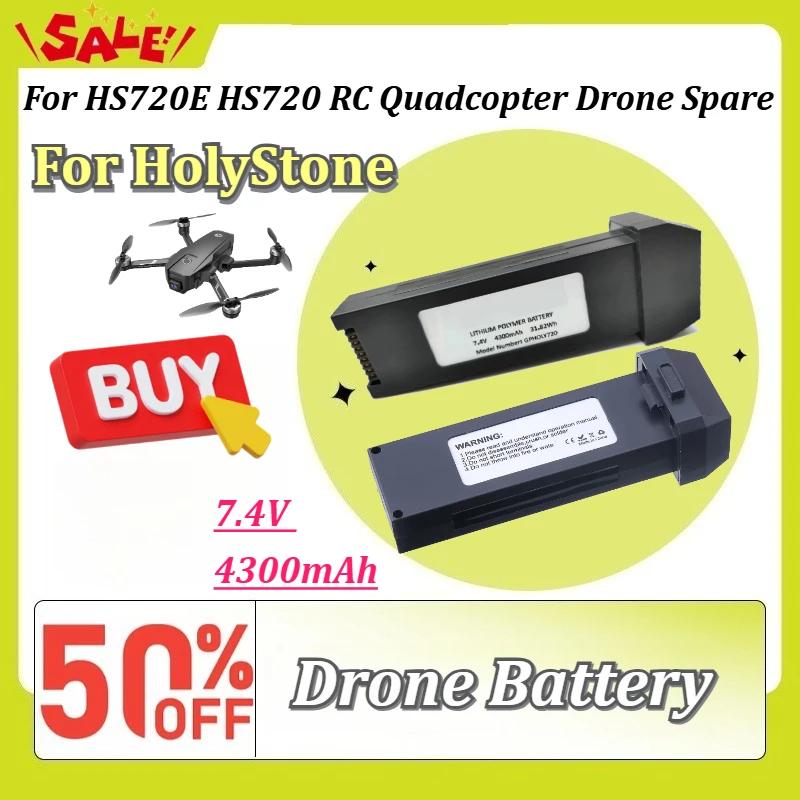 New 7.4V 4300mAh Rechargeable Li‑polymer Battery For HolyStone HS720E HS720 RC Quadcopter Drone Spare Replacement Battery Pack