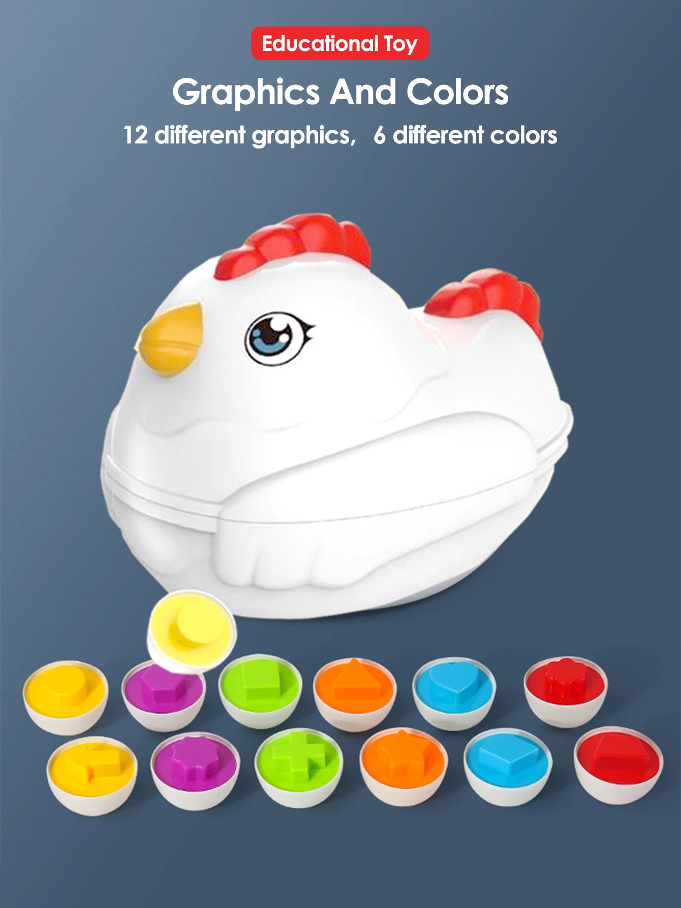 12pc Matching Eggs Montessori Sensory Baby Toys Easter Eggs Chicken Colors Shapes Sorter Learning Educational Toy For Kids Gifts