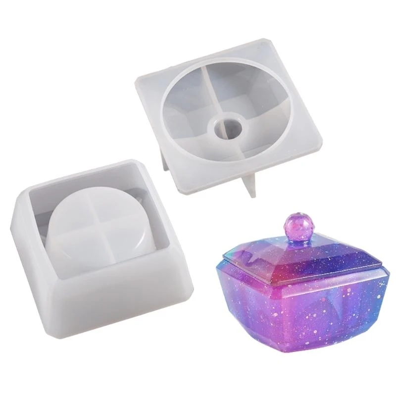 

JU06 2 Pieces DIY Crystal Epoxy Storage Box Moulds Jewelry Gift Case Silicone Molds Storage Box Mold Silicone Material