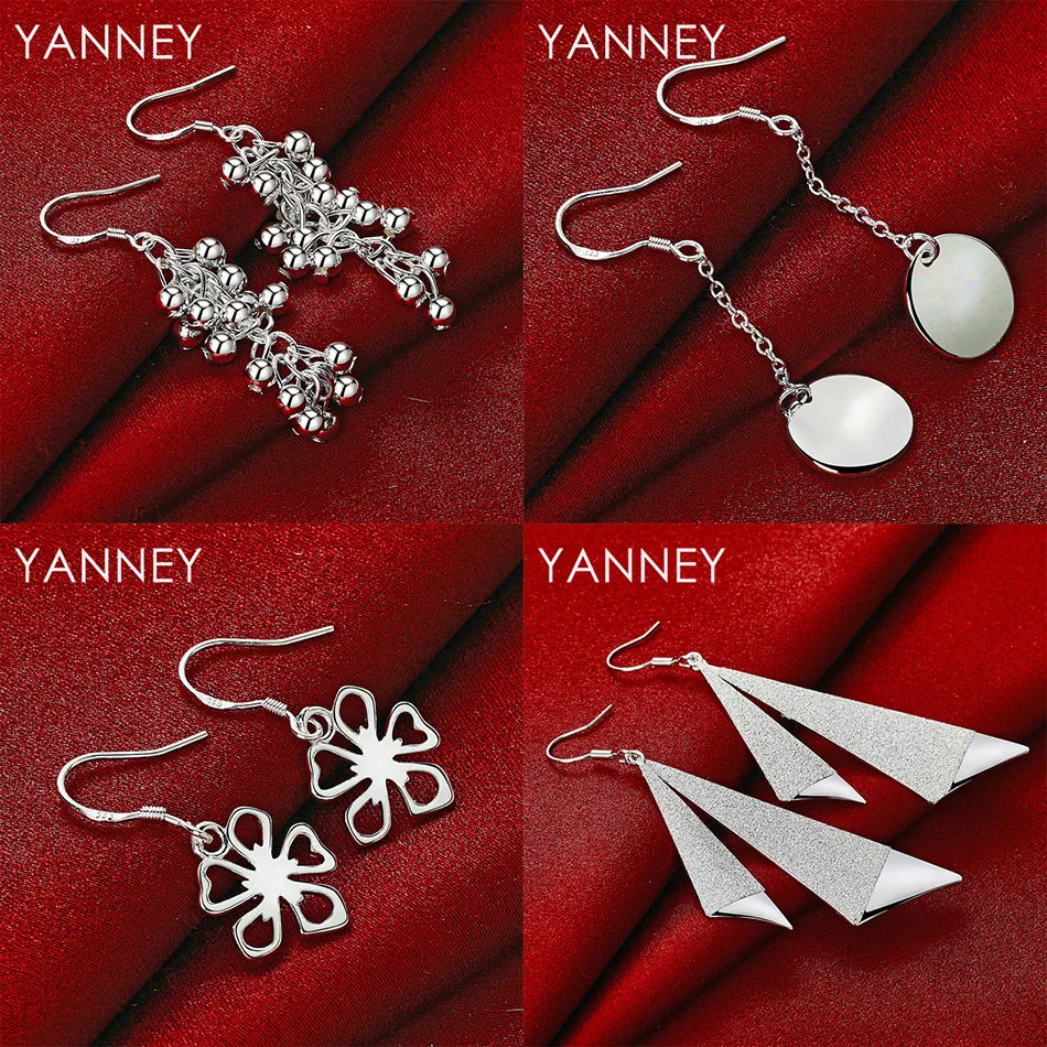 

New 925 Sterling Silver Exquisite Round Beaded Earrings for Women Party Gift Jewelry Accessories Wedding