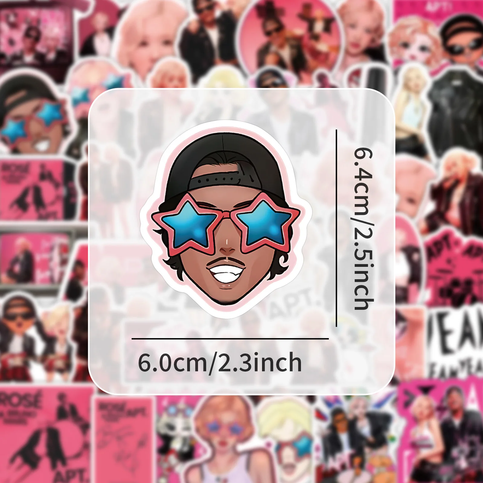 50 قطعة ملصقات أغنية APT ملصقات جرافيتي روزي برونو المريخ ملصقات مقاومة للماء للأمتعة