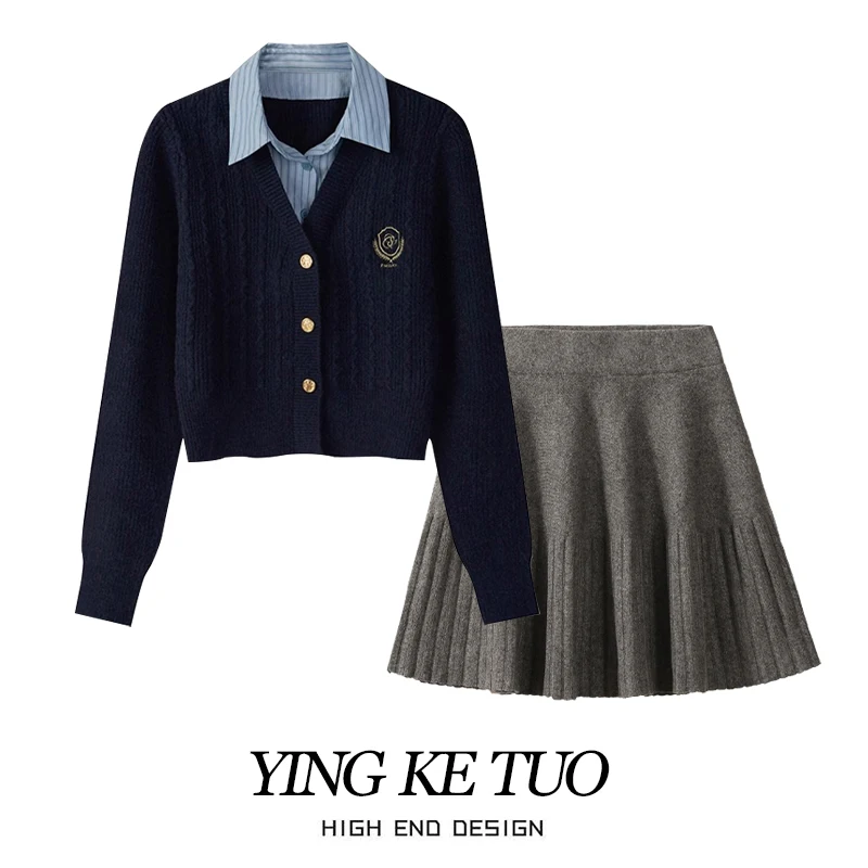 

Трикотажная юбка College Sle, комплект из двух предметов, женская облегающая юбка с высокой талией, длинная юбка из полиэстера Sve Ne...