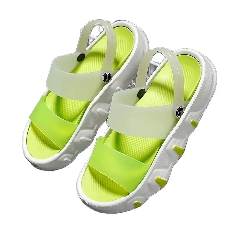 

Men's Summer 2024 Hollow Outdoor Casual Slippers Sneakers Women Beach Platform Soft Bottom Sandals Male Jelly Garden Clogs Mule