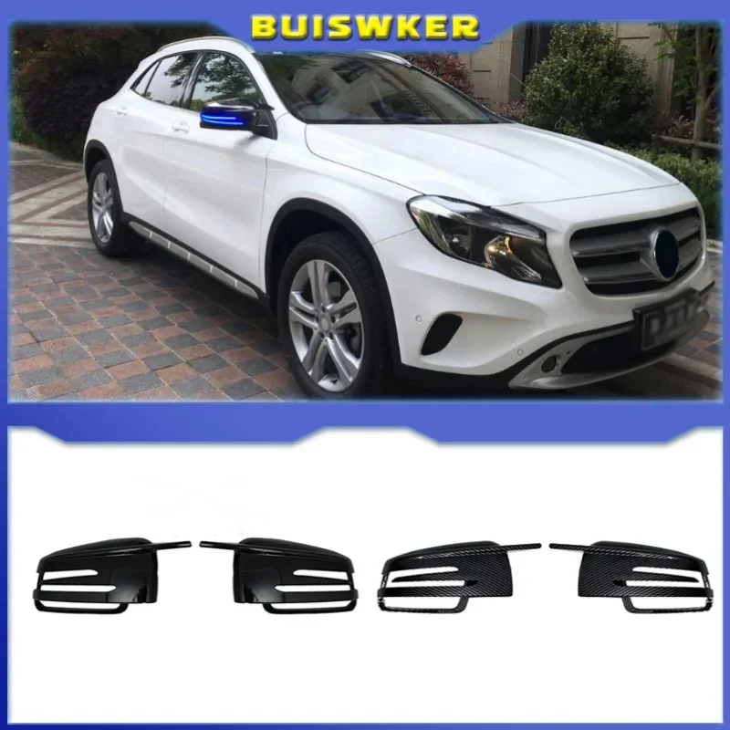 

Чехлы для зеркал заднего вида для Mercedes-Benz W204 E W212 W176 W246 CLS C218 GLA X156, АБС, углеродное волокно, глянцевый, черный
