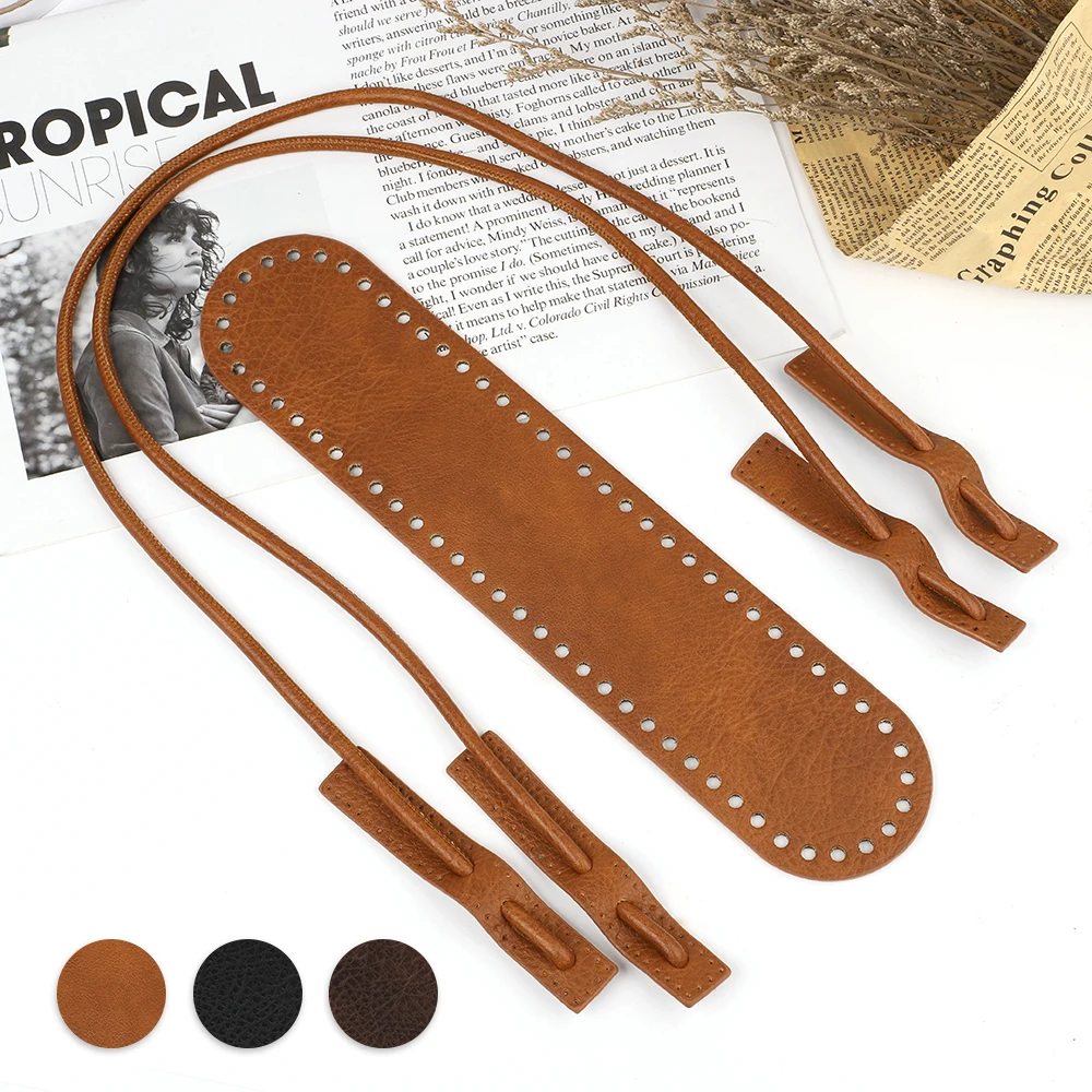 

1Set PU Leather Bag Bottoms Handle DIY Knitting Handbag Shoulder Strap Kit for Handmade Woven Crochet Crossbody Bags Accessories
