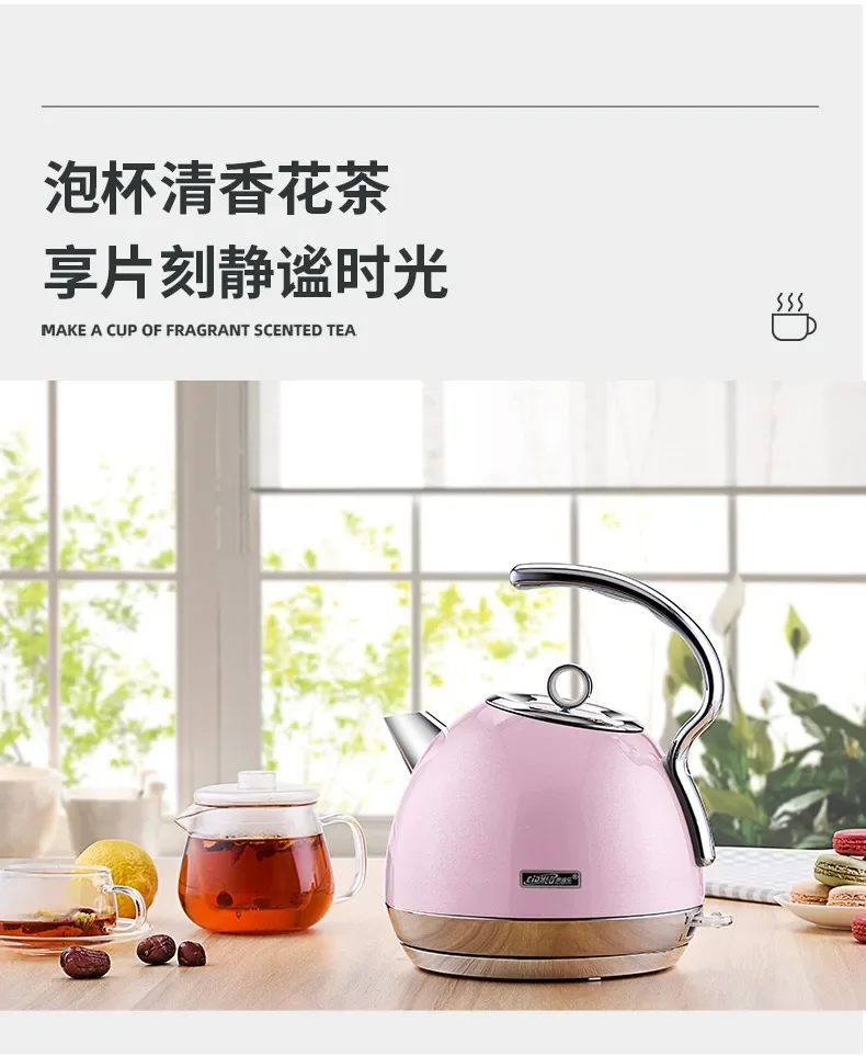 Bollitore elettrico 220V cidlo con grande capacità e stile retrò, spegnimento automatico e funzione di combustione a secco,