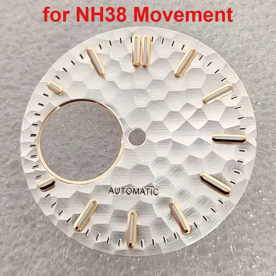 New Geometric Personalized Watch Dial Green Luminous 28.5mm Watch Face for NH38 Movement