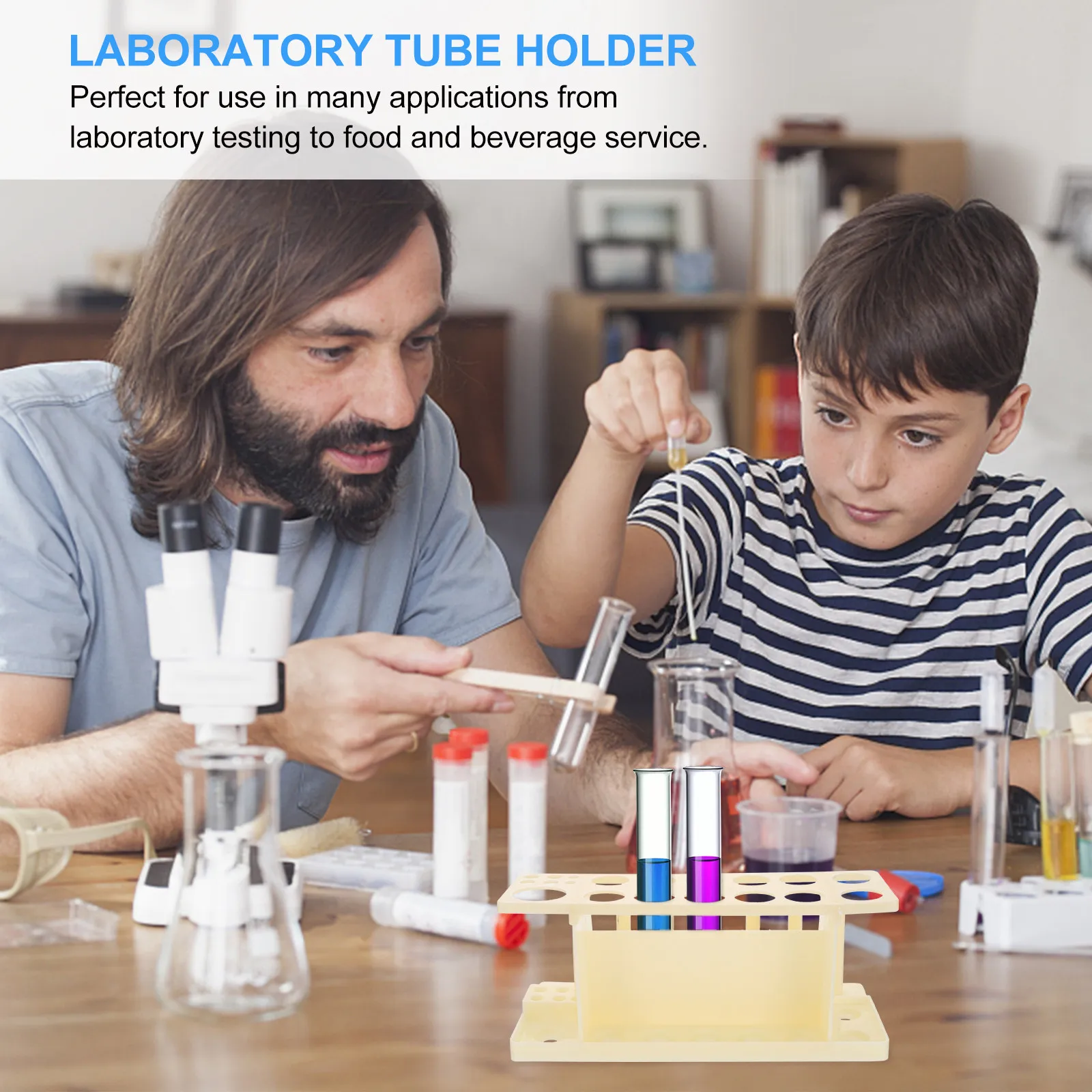 Test Tube Storage Rack Wood Laboratory Tube Holder Durable Plastic Stand for School Science Teaching Lab Organization
