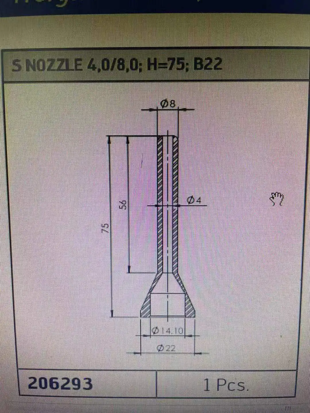 

Высококачественная сварочная сопла Esha ERSA Select 4x8x75 B22, всасывающая сопла, Smt машина, продукт Smt, специальная всасывающая сопла