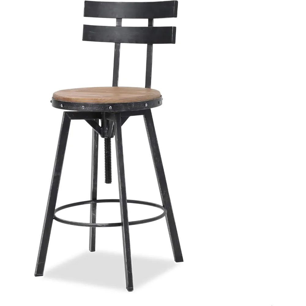 

Jutte Firwood Smooth Back Barstool, Black Brush Silver