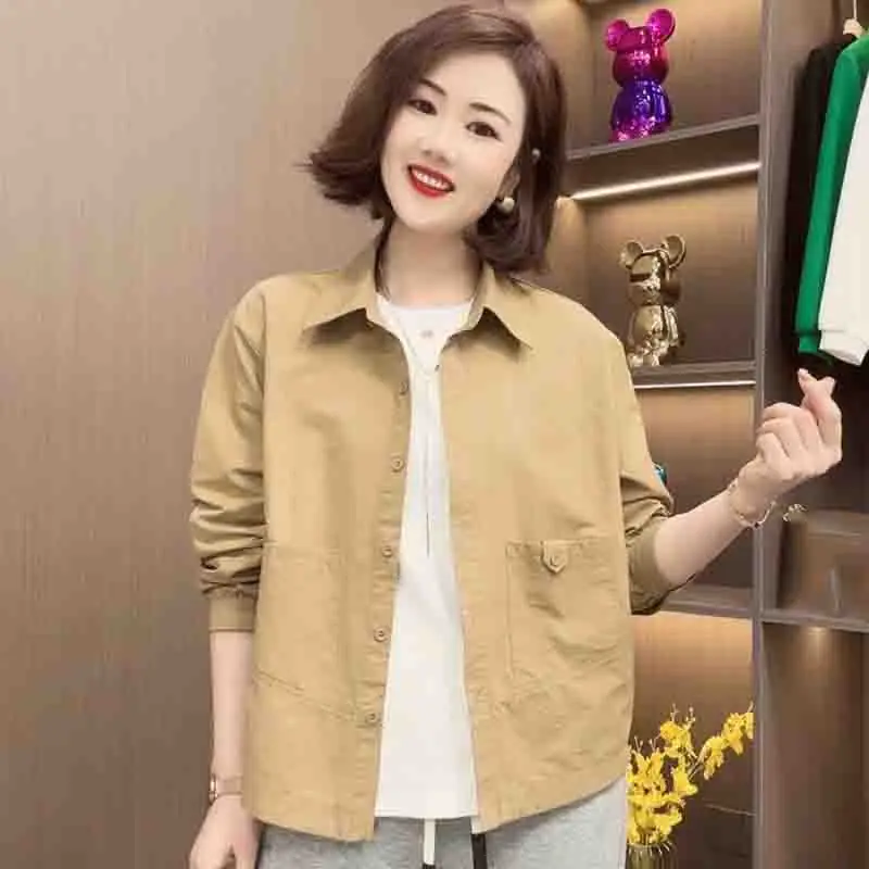 

Spring Summer Female Leisure Versatile Fashion Short Cardigan Blouse Women Korean Advanced Sense Loose Fit Simplicity Shirt Coat