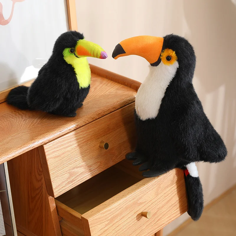 Toucan Plush Toy White Red Blue Yellow Beak Colors Multi Size Black Bird Stuffed Animal Shelf Display Holiday Gift Soft