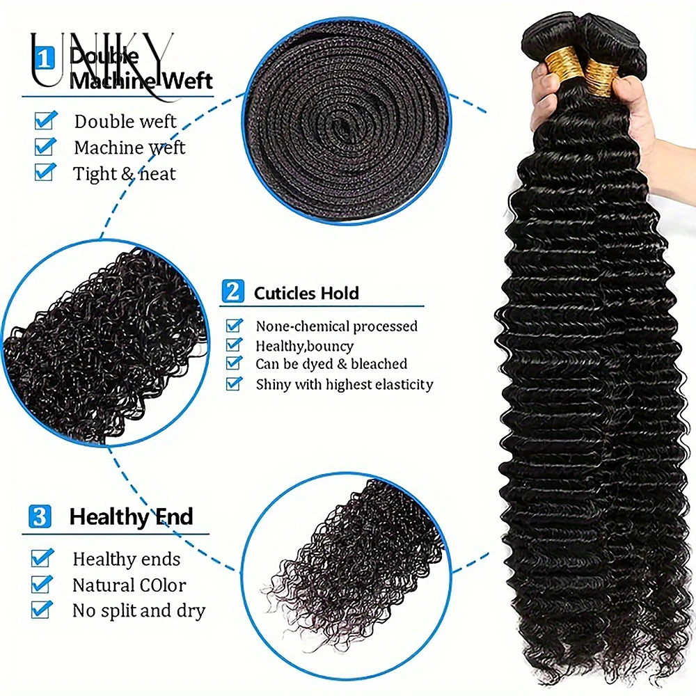 Deep Wave Human Hair Bundles 1/3/4 Bundle Brazilian Deep Water Curly Weave Hair Bundles Unprocessed Virgin Deep Wave Human Hair