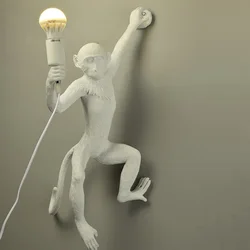 Luminária pendente de macaco em resina, para parede com lustre e27, para sala de estar, luminária decorativa