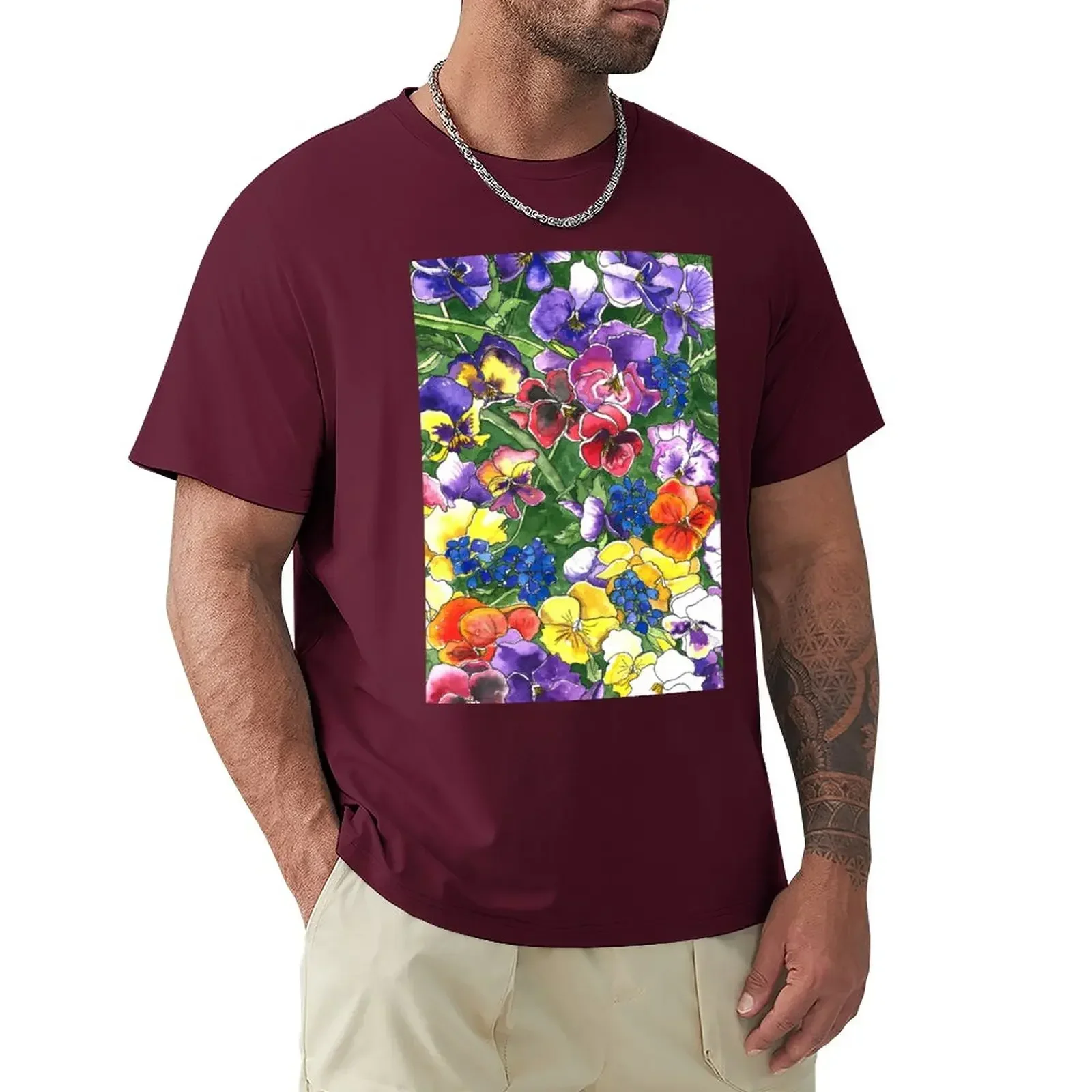 Pansies T-Shirt summer top hippie clothes animal prinfor boys Men's t-shirt