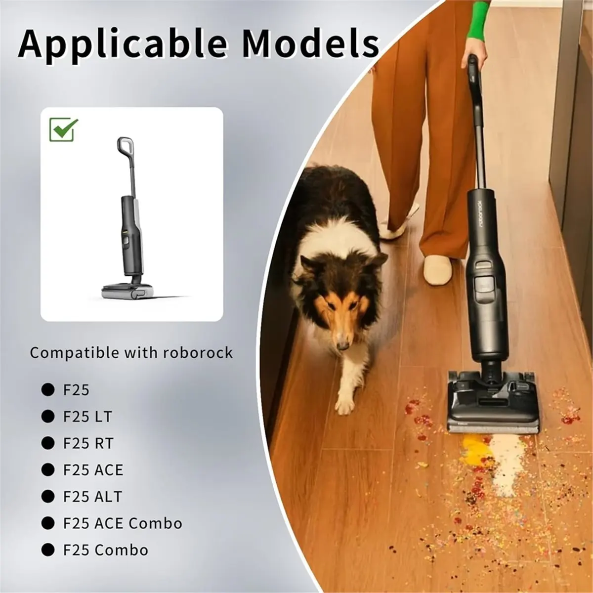 * Ótimo para Roborock F25, 2 rolos de escova e 3 filtros para ACE/F25, RT/F25, LT/F25A, LT/F25 Substituição de aspirador de pó úmido/seco